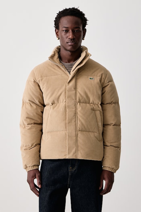 Lacoste Péřová bunda manšestrová pánská béžová BH8701