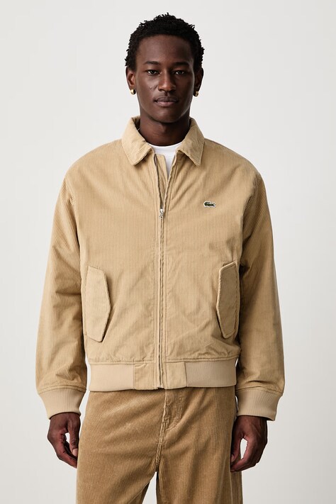 Lacoste Kurtka przejściowa sztruksowa męska beżowa BH2994