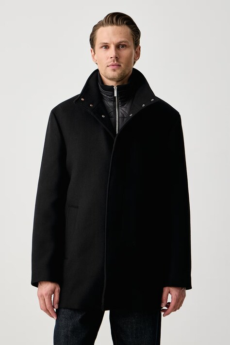 Karl Lagerfeld Płaszcz męski z wełną czarny 564585.505034