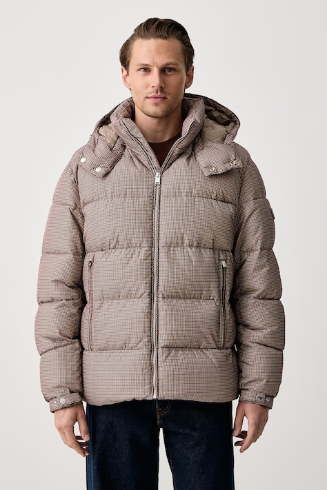 BOSS Prešívaná bunda pánska H-Colter-HOUNDSTOOTH hnedá 50572028
