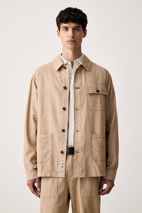 Scotch & Soda kurtka koszulowa męska z bawełną beżowa 183531