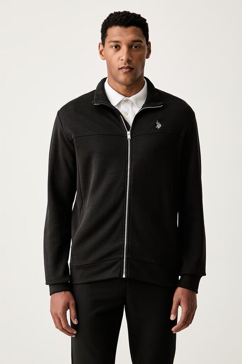 U.S. Polo Assn. dukserica na zakopčavanje za muškarce s pamukom LUXE DHM ZIP THROUGH FUNNEL crna MUP5489