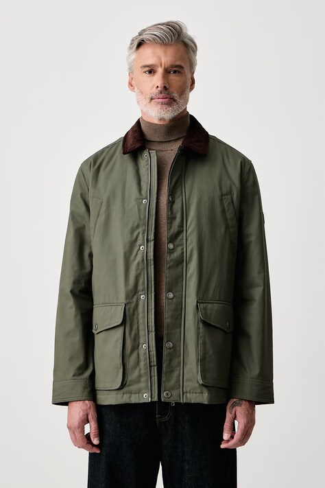 U.S. Polo Assn. Parka za muškarce od pamuka CANVAS COUNTRY COLLARED zelena MUP4265