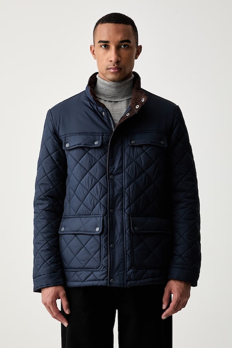 U.S. Polo Assn. férfi kabát DIAMOND QUILTED FUNNEL sötétkék MUP3790