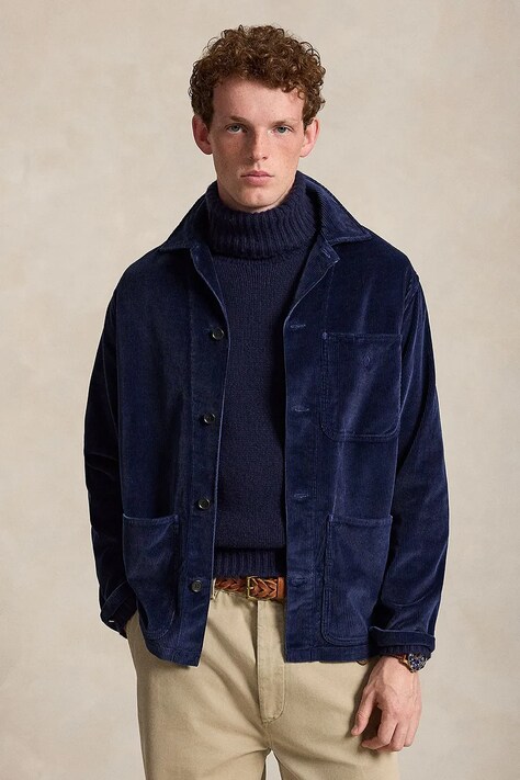 Polo Ralph Lauren Kurtka koszulowa męska bawełniana brązowa 710B24260