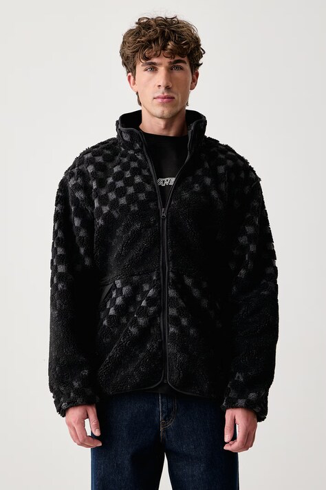 Vans Μπλούζα με κουμπιά ανδρική φλις μαύρη VN000ZW8BLK1
