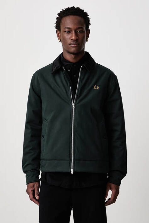 Fred Perry Krótka kurtka męska z bawełną zielona J8535