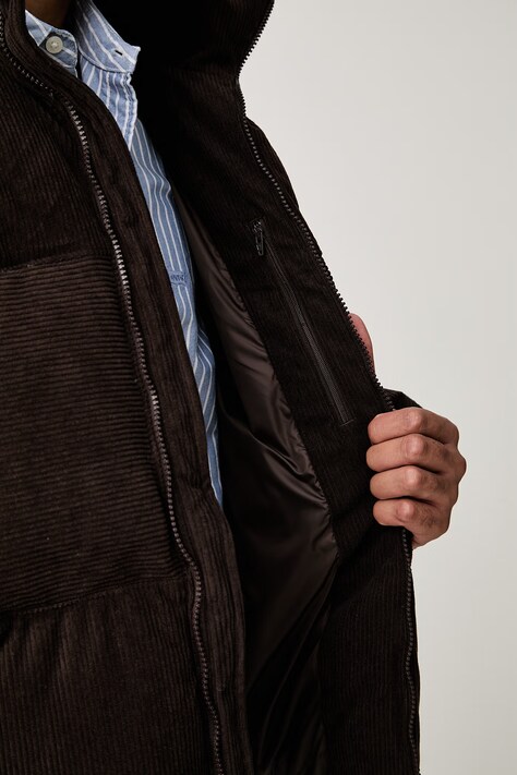 adidas Originals καπιτονέ μπουφάν ανδρικό κοτλέ Corduroy Puffer καφέ KS4159