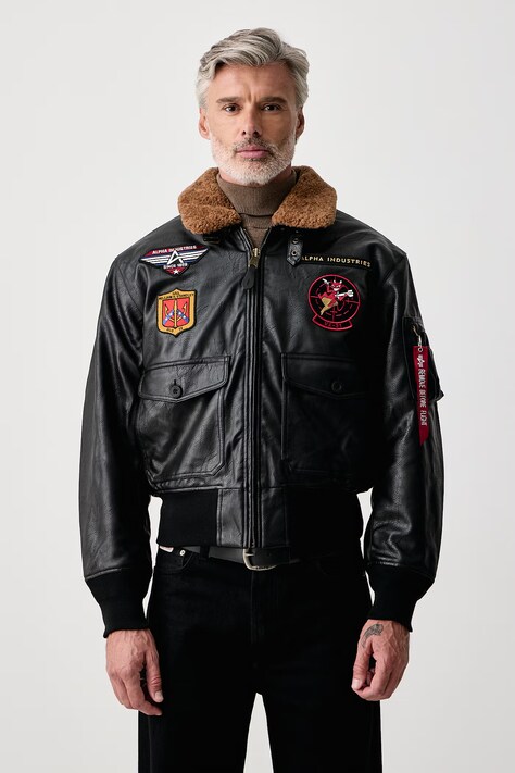 Alpha Industries Bunda pánska z imitácie kože G-1 Devils Brigade Faux Leather Bomber čierna 268133