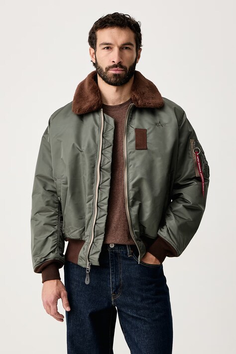 Alpha Industries Krátka bunda pánska B-15 Vintage Bomber zelená 268161