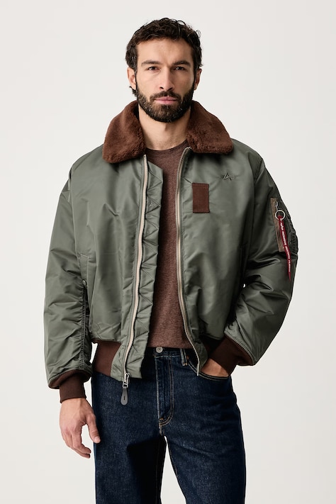 Alpha Industries Krátka bunda pánska B-15 Vintage Bomber zelená 268161