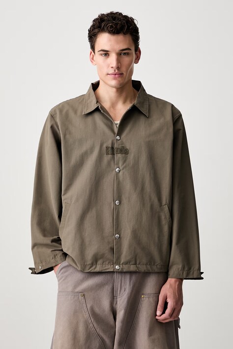 RHUDE krótka kurtka z bawełną męska zielona RHPF26JA01501