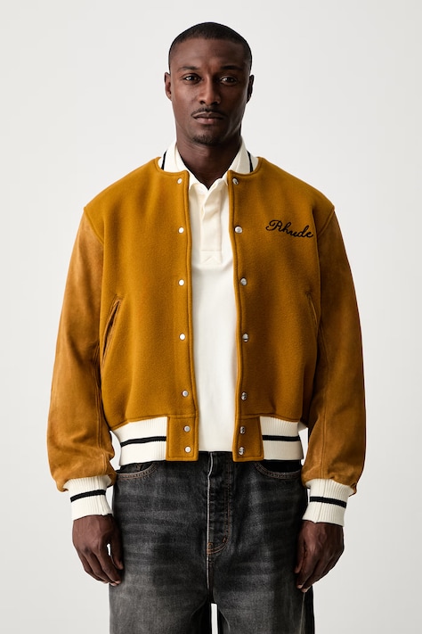 RHUDE bomberka wełniana męska żółta RHPF26BB01217