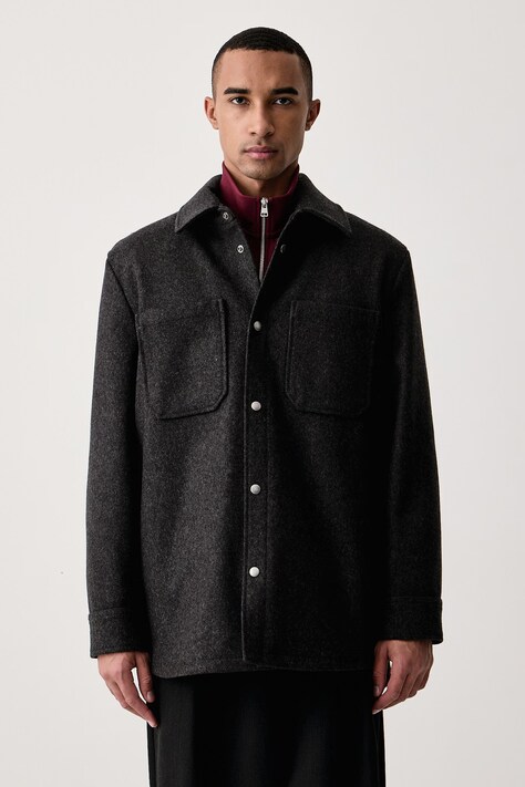 A.P.C. Kurtka koszulowa męska z wełną veste marcel szara WOZAA.H32130