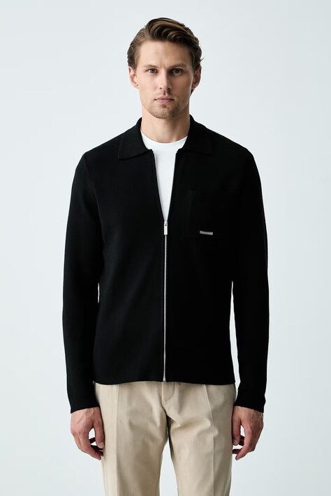 Karl Lagerfeld sweter rozpinany męski z wiskozą czarny 563304.655014
