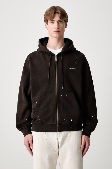 Carhartt WIP Hooded Painter bluza rozpinana z kapturem bawełniana męska brązowa I036913