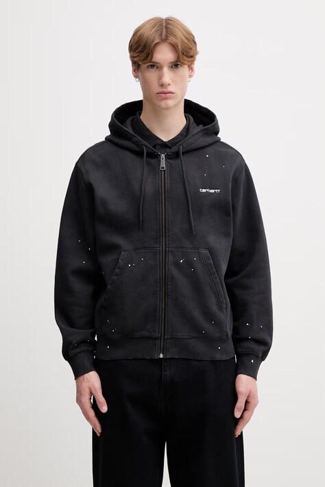 Carhartt WIP Hooded Painter bluza rozpinana z kapturem bawełniana męska czarna I036913