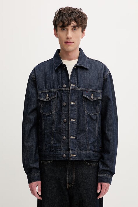 Tommy Jeans jakna u stilu košulje za muškarce traper mornarsko plava DM0DM23328