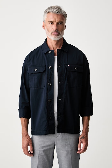 Tommy Hilfiger jakna u stilu košulje za muškarce od pamuka mornarsko plava MW0MW43471