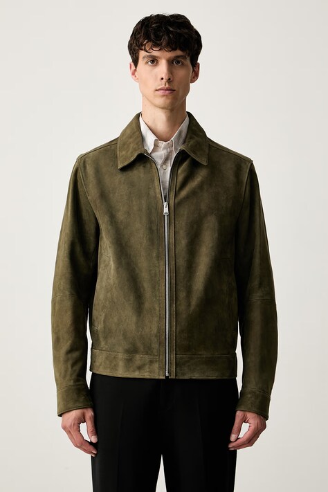 BOSS giacca corta da uomo in scamoscio H-Malbano7 verde 50563869