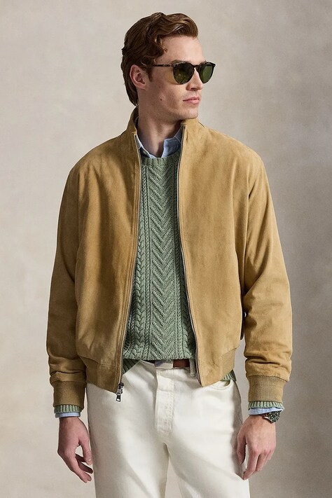 Polo Ralph Lauren kurtka przejściowa męska zamszowa zielona 710970579