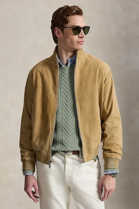 Polo Ralph Lauren kurtka przejściowa męska zamszowa zielona 710970579