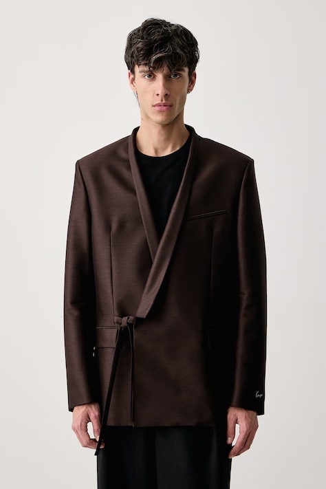 Kenzo Marynarka męska wełniana brązowa FG65VE1609FA