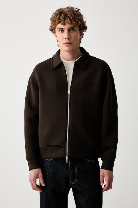 Calvin Klein felpa con cerniera da uomo marrone LV04RG227G