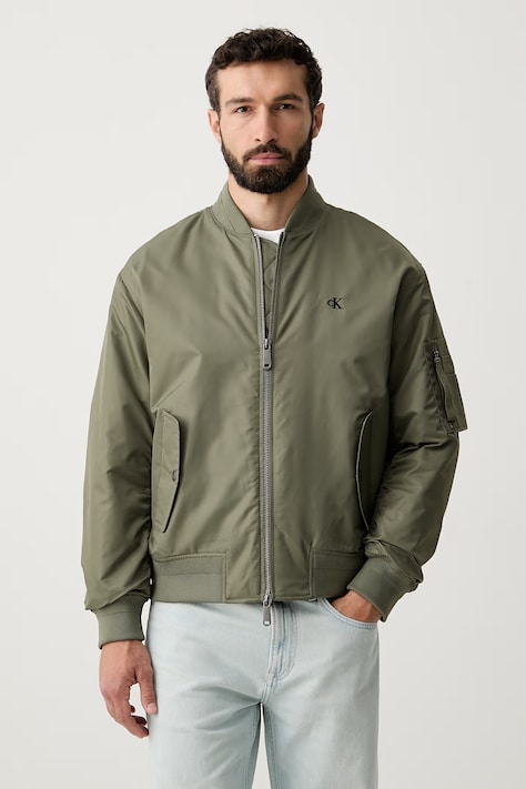 Calvin Klein Jeans bunda bomber pánska zelená LV04RG505G