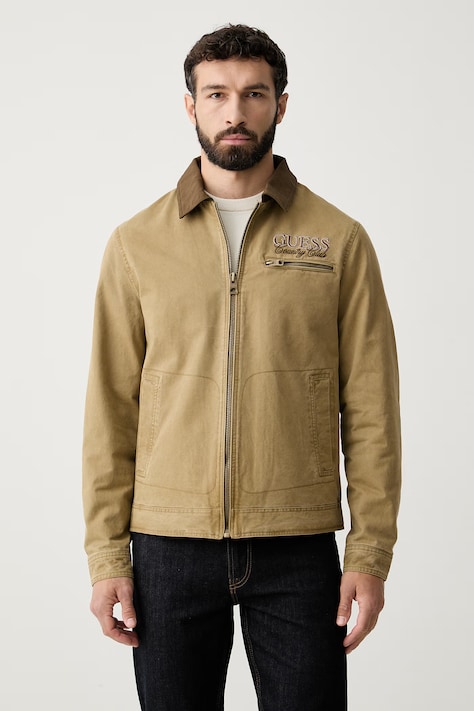 Guess kurtka przejściowa męska bawełniana beżowa M6YL28 W2816