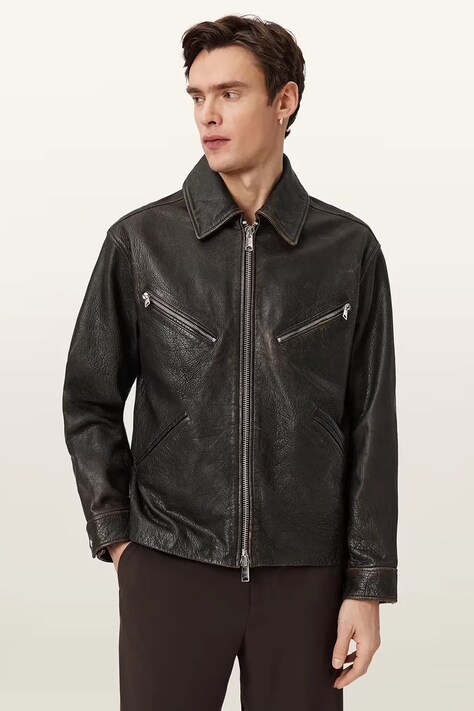 AllSaints kurtka męska skórzana STARDAY szara M026LE