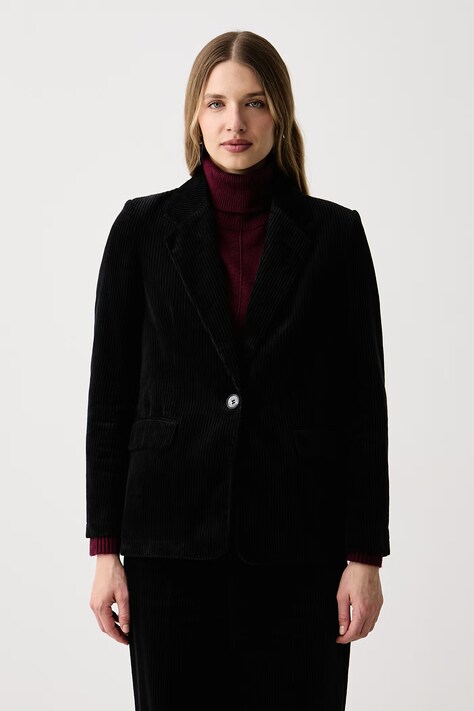 Sisley Giacca monopetto da donna in velluto a coste nera 29L0LW04K