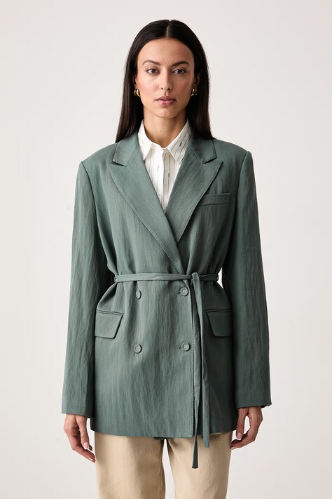 Scotch & Soda Marynarka dwurzędowa damska z lyocellem zielona U9G01699T