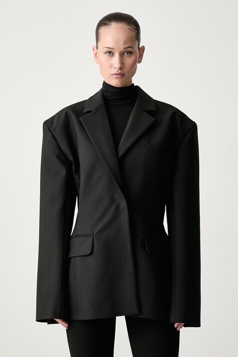 Le Privé Marynarka damska z dodatkiem wełny MAGALL BLAZER NOIR czarna LP00654