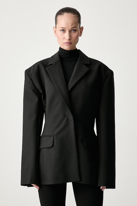 Le Privé Marynarka damska z dodatkiem wełny MAGALL BLAZER NOIR czarna LP00654