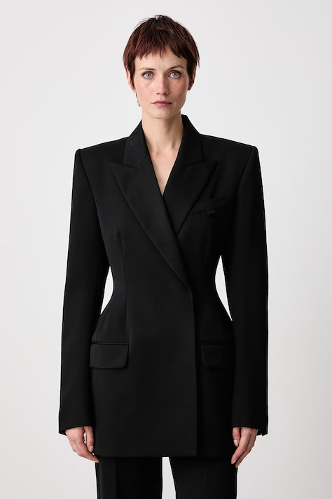MUGLER Double-breasted suit jacket wool Women's black COM1VE04791020