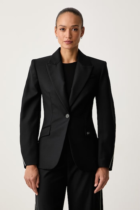Karl Lagerfeld Marynarka jednorzędowa damska z acetatem czarna B4W14012