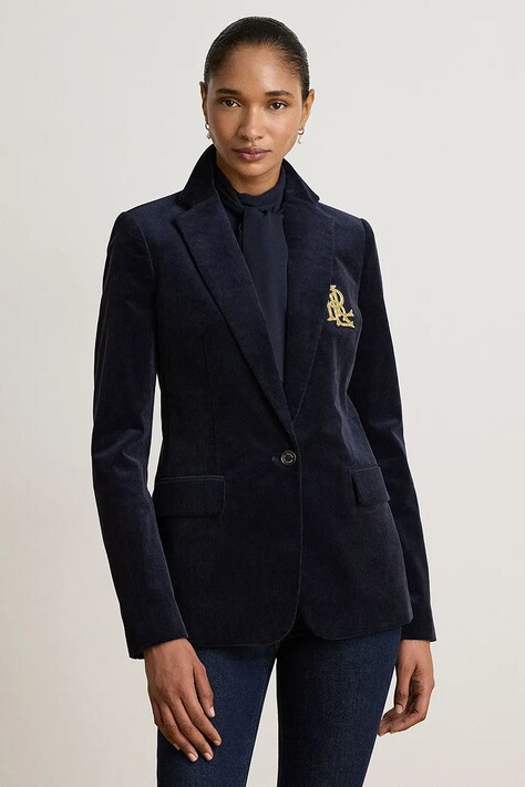 Lauren Ralph Lauren Marynarka damska bawełniana z elastanem granatowa 200P14619