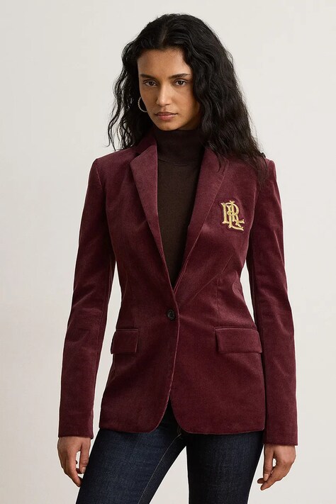 Lauren Ralph Lauren Marynarka damska bawełniana z elastanem bordowa 200P14619