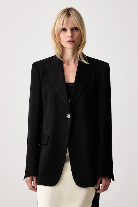 Sportmax Novella marynarka jednorzędowa z wiskozy damska czarna 2622046021600