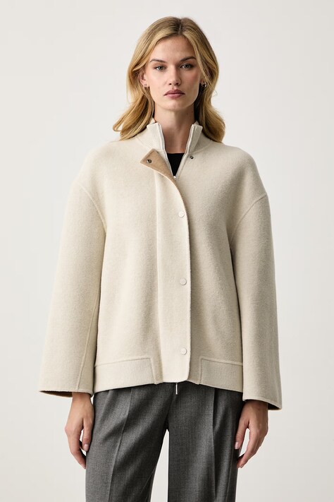MM by Max Mara Kurtka damska z wełną MMLFENICE beżowa 2626916088600