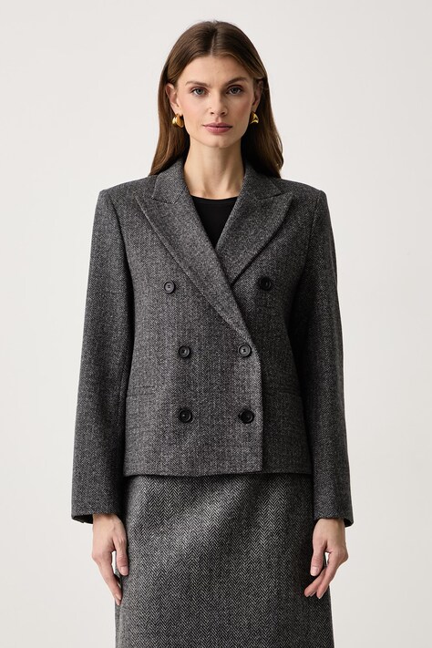 Weekend Max Mara Marynarka dwurzędowa damska z wiskozą WKDGRADO szara 2625916022600
