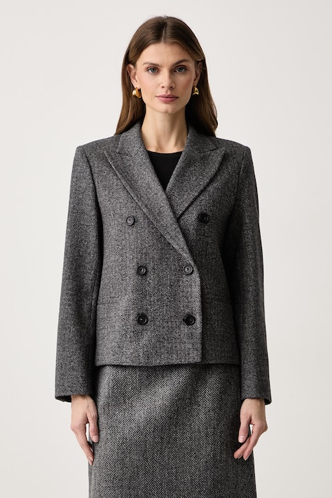 Weekend Max Mara Marynarka dwurzędowa damska z wiskozą WKDGRADO szara 2625916022600