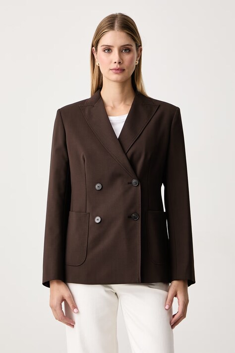 Weekend Max Mara Dvouřadé sako dámské vlněné WKDORNATI hnědé 2625046042600