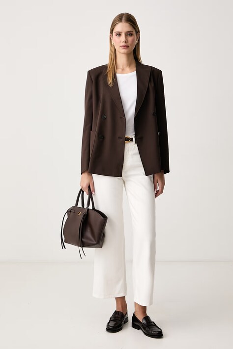 Weekend Max Mara Σταυρωτό σακάκι γυναικείο μάλλινο WKDORNATI καφέ 2625046042600
