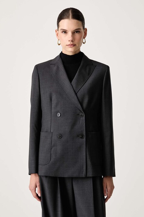Weekend Max Mara Marynarka dwurzędowa damska wełniana WKDORNATI szara 2625046042600