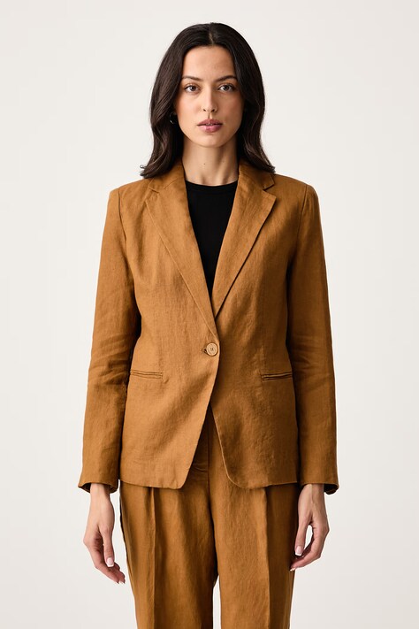 United Colors of Benetton Sako dámské lněné hnědé 2AGHDW03U