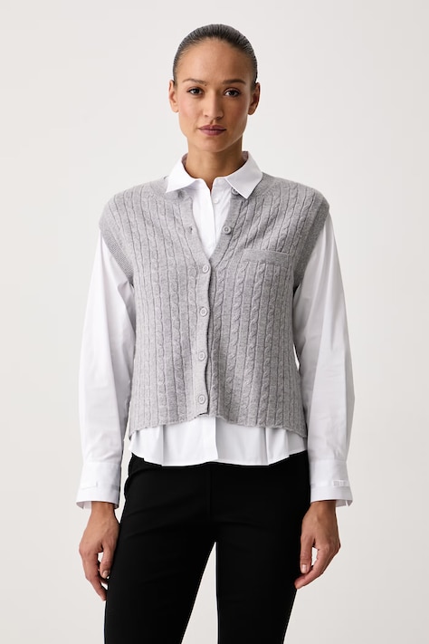 United Colors of Benetton Gilet da donna con misto cashmere grigio 1S9ZD5033