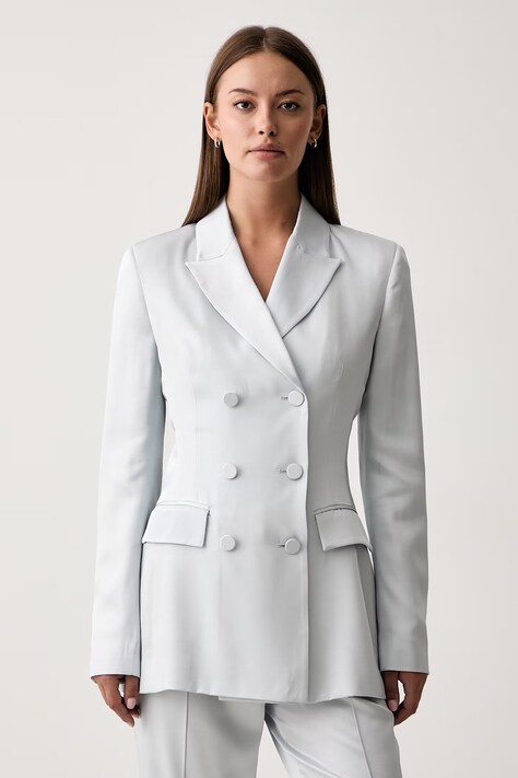 Trussardi marynarka dwurzędowa damska z wiskozy niebieska Q006A000437N