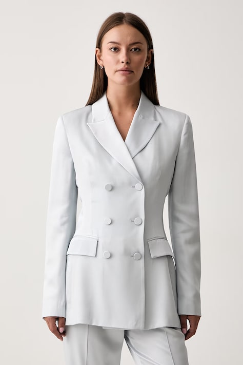 Trussardi marynarka dwurzędowa damska z wiskozy niebieska Q006A000437N